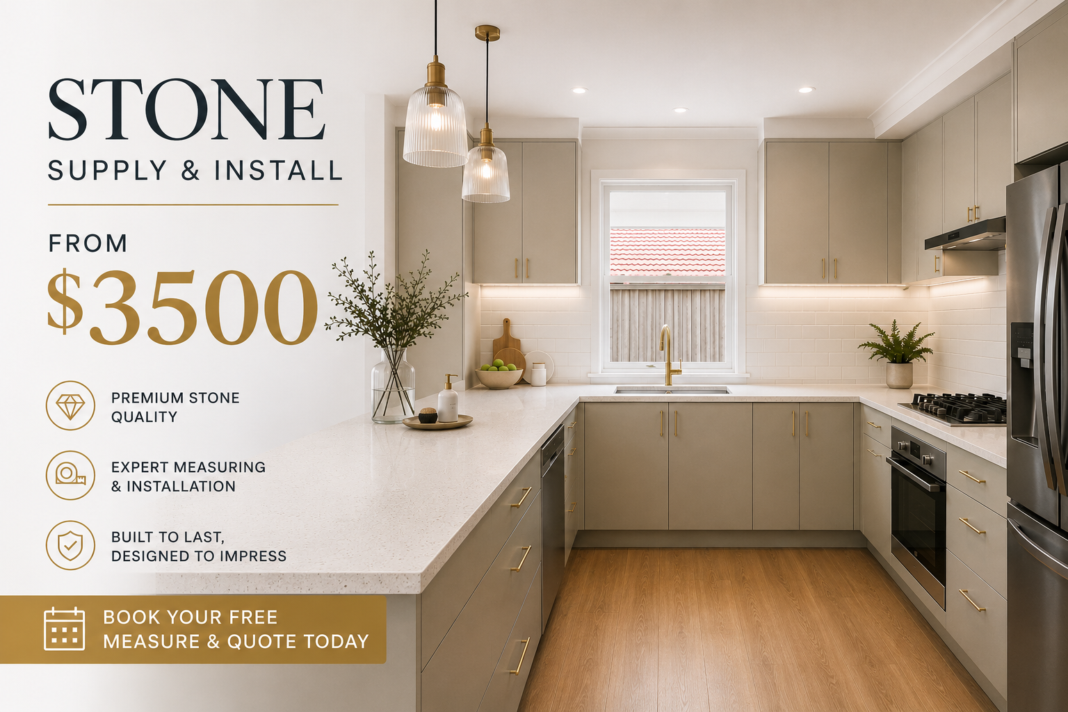 stone benchtops supply and install from 3500
