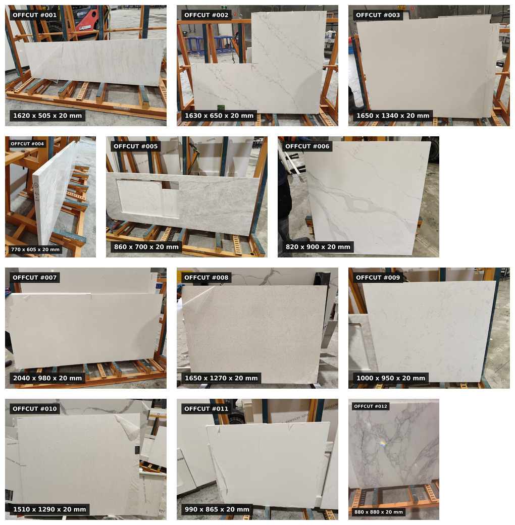 stone offcuts Melbourne Inventory 1-12